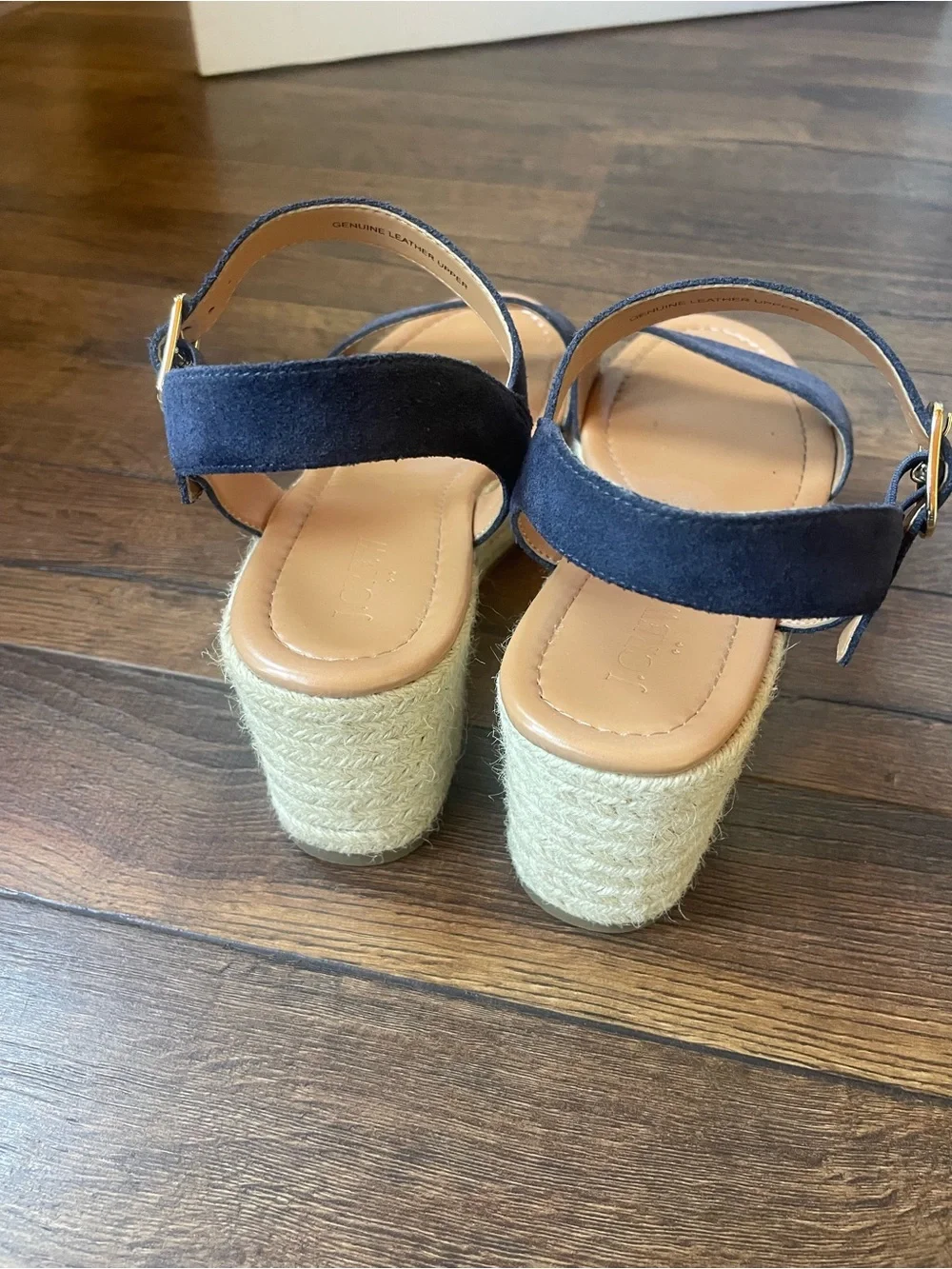 J. Crew Navy Suede Espadrille Wedge Sandals